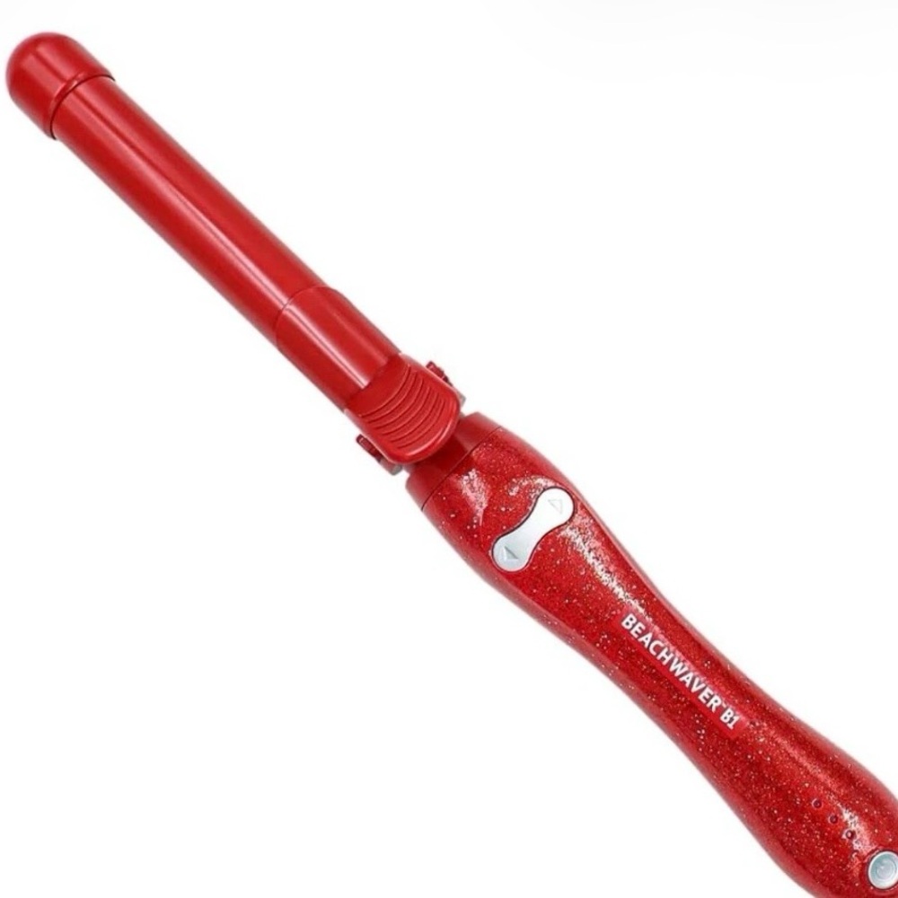 Beachwaver B1 Curling Iron Red Glitter Automatic Rotating Curler 1"
